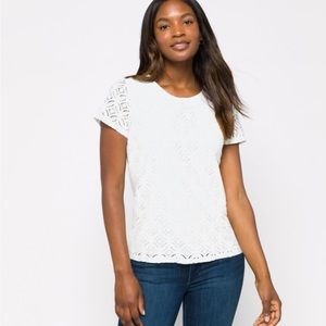 Crochet front mixed material top.